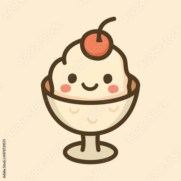 Fototapeta Kawaii Design Style Glass of Ice Cream Vector Template