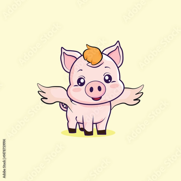 Obraz Cute Cartoon Pig with Wings