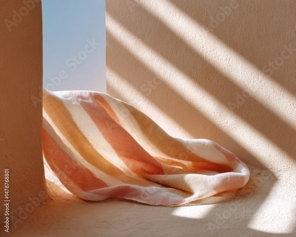 Fototapeta Ethereal Textile Design Minimalist Soft-Fold Aesthetic Exploring Organic Luminosity and Tranquil Architectural Light Composition
