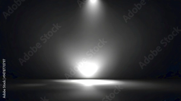 Fototapeta Dramatic Spotlight Studio Background Dark Grey Room Light dim mood stage black white scene focus    