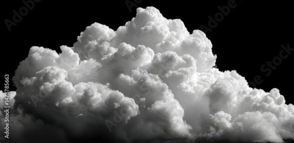 Obraz Dramatic grayscale cloud formation against a black background.