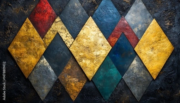 Fototapeta Colorful geometric pattern on dark background