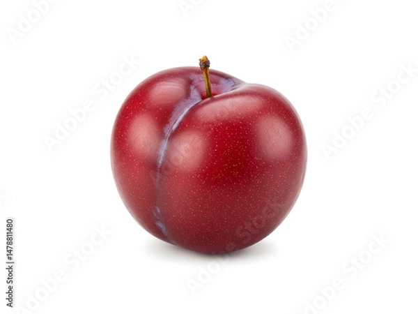 Obraz Fresh one red plum isolated on white background.
