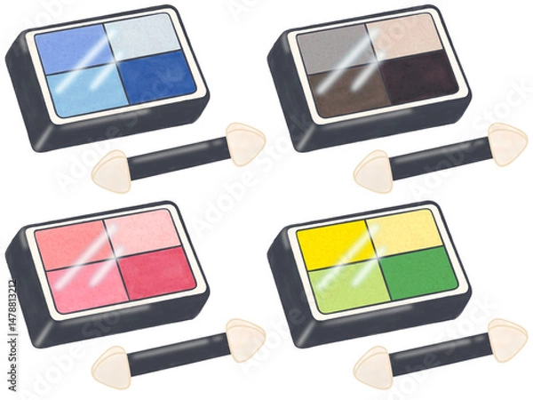 Fototapeta make up set many colors of eyeshadow palette no background png
