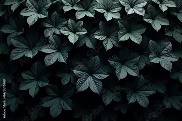 Obraz Dark green leaves background nature wallpaper botanical foliage plant leaf pattern texture garden design 