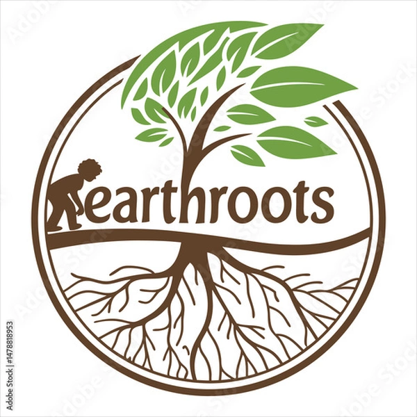 Obraz  Nature-Inspired Organic Logo Design with Leaf and Root Elements"