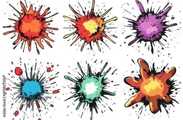 Obraz Colorful ink splatter designs