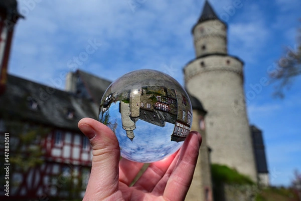 Fototapeta rathaus un hexenturm  in idstein durch lensball fotografiert
