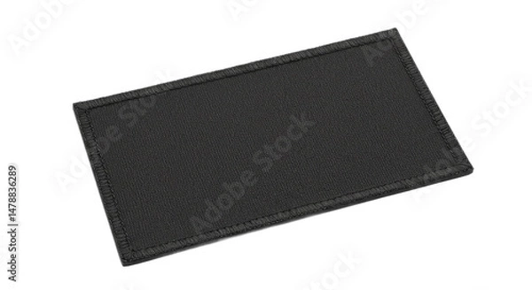 Fototapeta Rectangular black patch with stitched edge