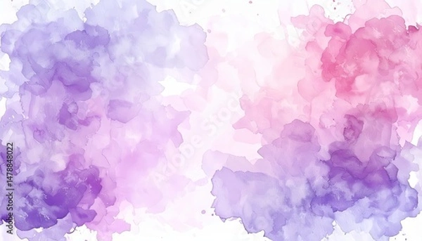 Fototapeta A vibrant watercolor background featuring a harmonious blend of soft purple and delicate pink hues, creating a dreamy and artistic atmosphere.
