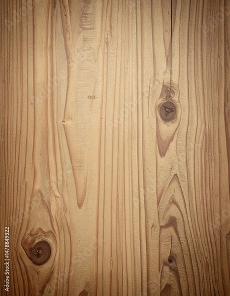 Fototapeta A close-up view of a rustic wood texture background, showcasing the intricate grain patterns, knots, and natural variations in color and tone.
