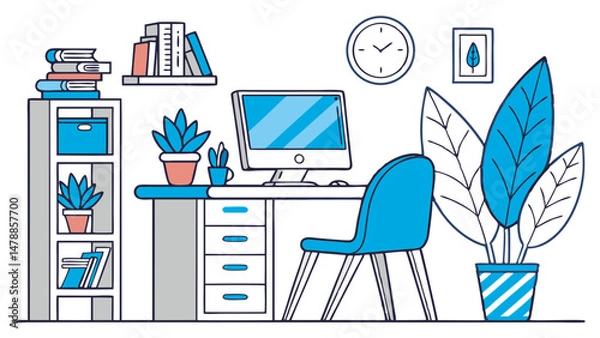 Fototapeta Modern Workspace Vibes – Organized, Calm, and Creative