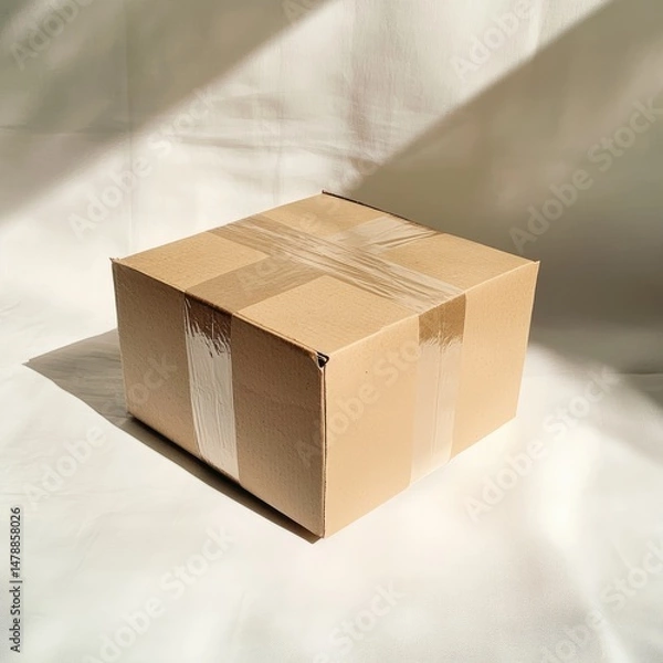 Fototapeta Empty cardboard box, ready for shipping