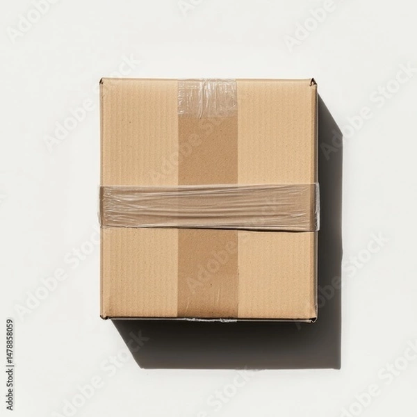 Fototapeta Empty cardboard box, taped shut