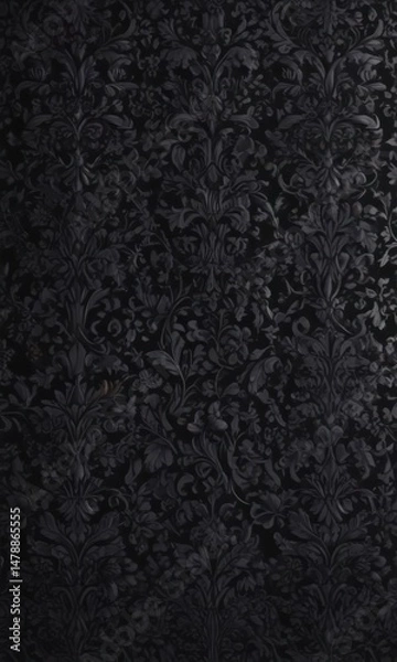 Obraz Intricate black damask, seamless floral vines , damask, texture