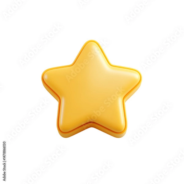 Fototapeta Bright Yellow Star Icon with a Glossy Finish for Digital Use on transparent background