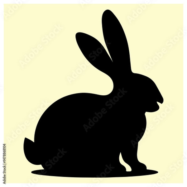 Fototapeta A black silhouette of a Rabbit