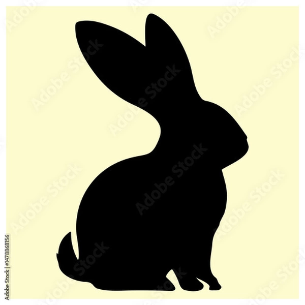 Fototapeta A black silhouette of a Rabbit