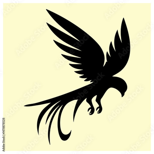 Fototapeta A black silhouette of a Red-tailed