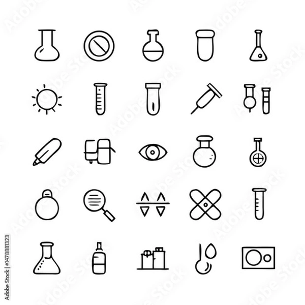 Fototapeta Simple Set of Science Related Vector Line Icons. Contains such Icons as Biology, Astronomy, Physics, Science Test, Lab and more. Editable Stroke. 