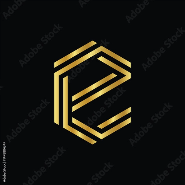 Obraz Geometric Monogram Luxury Letter E Logo Design