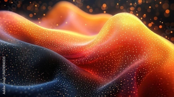 Fototapeta Abstract orange and blue digital wave background