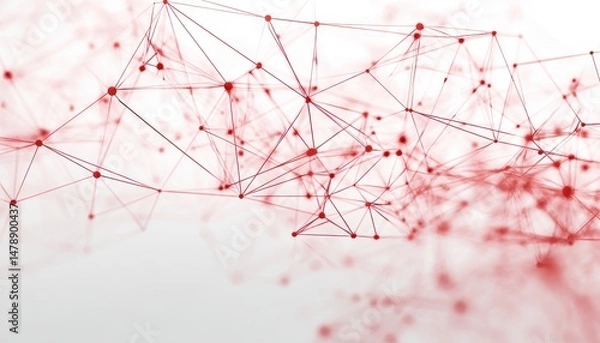 Fototapeta Abstract digital network design with red connecting lines.