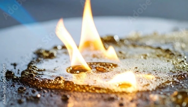 Obraz Flammable Liquid Burning with Bubbles Abstract Close up Shot
