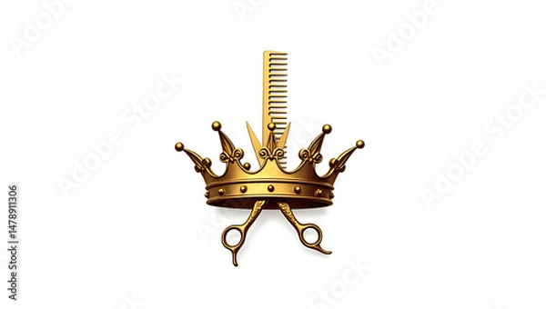 Fototapeta A Majestic Golden Crown Adorned with Intricately Designed Jewels and Elegant Royal Embellishments