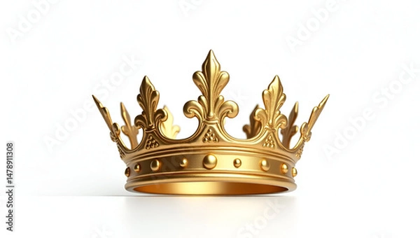 Fototapeta A Majestic Golden Crown Adorned with Intricately Designed Jewels and Elegant Royal Embellishments