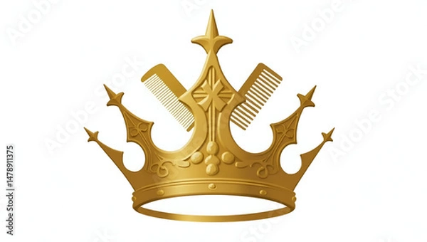 Fototapeta A Majestic Golden Crown Adorned with Intricately Designed Jewels and Elegant Royal Embellishments