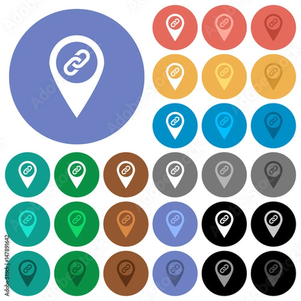 Fototapeta GPS map location attachment round flat multi colored icons