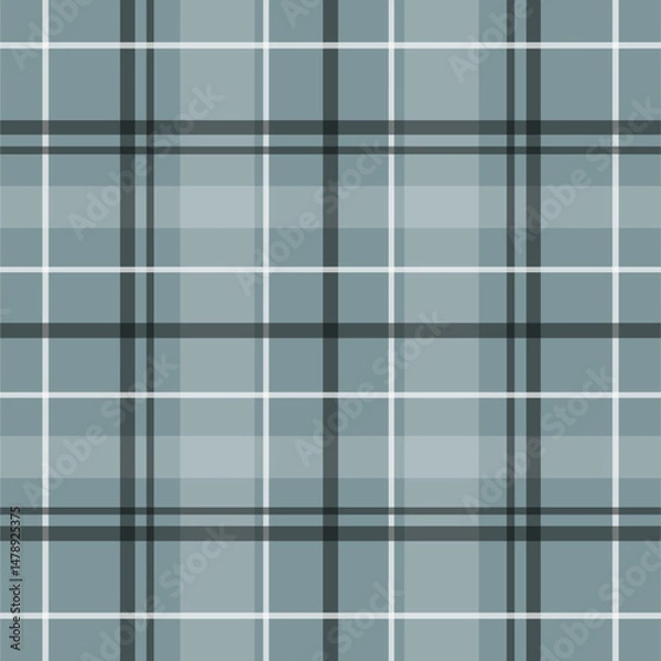 Fototapeta Seamless blue and gray tartan plaid pattern with classic checkered textile design. Ideal for fabric, backgrounds, digital paper, and fashion prints.