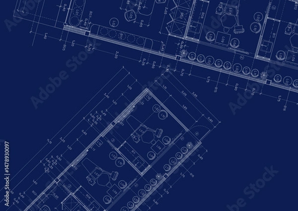 Fototapeta Write a blueprint architecture for building.