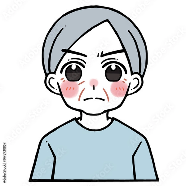 Obraz 怒った顔の老人男性のイラスト