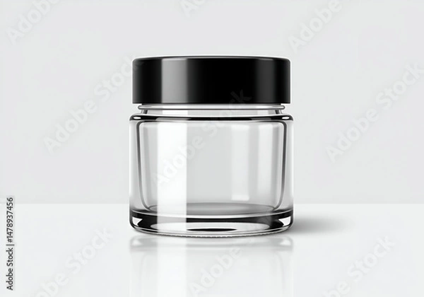Fototapeta High-Quality Empty Glass Jar with Black Lid Mockup