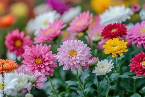 Fototapeta Vibrant flower garden display