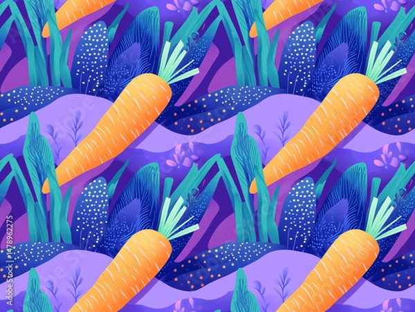 Fototapeta Abstract carrot world. Playful produce pattern