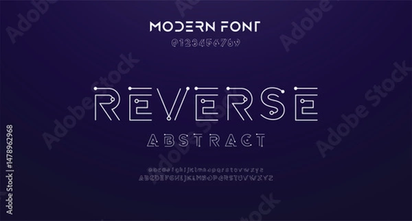 Fototapeta Creative Outline Double line monogram alphabet and tech fonts. Lines font regular uppercase and lowercase. Vector illustration.