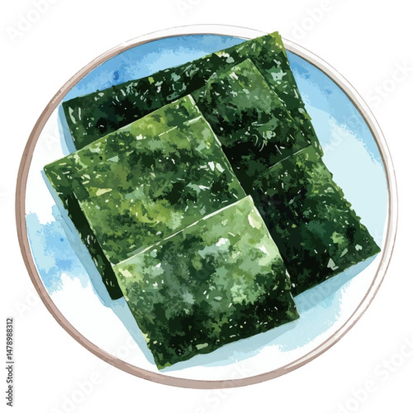 Obraz 焼き海苔の水彩風イラスト　生成AI