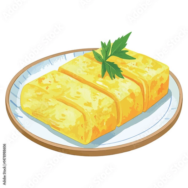 Obraz 卵焼きの水彩風イラスト　生成AI