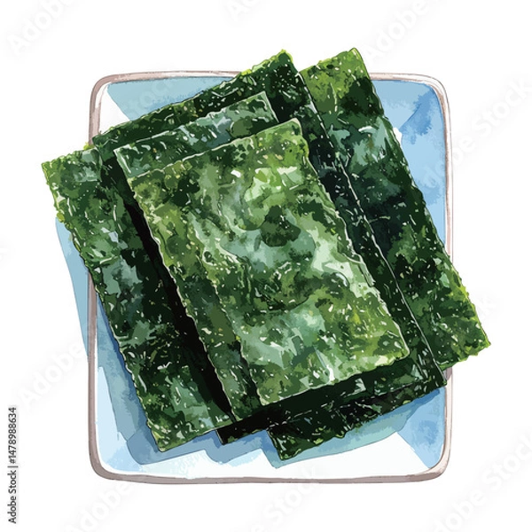 Obraz 焼き海苔の水彩風イラスト　生成AI