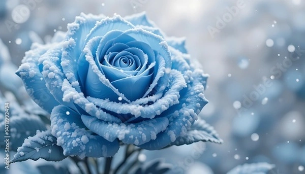 Obraz A Stunning Winter Blue Rose Covered in Sparkling Frost