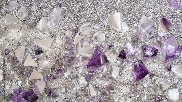 Fototapeta Abstract Crystal Explosion with Purple and Silver Tones
