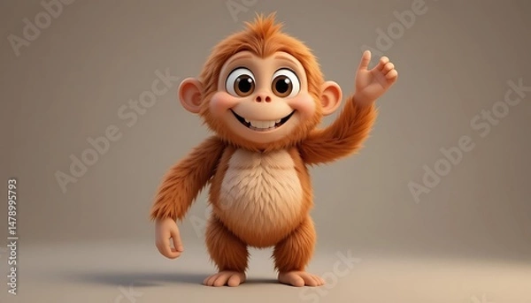 Fototapeta Adorable 3D Rendered Baby Monkey: A Cute and Playful Primate