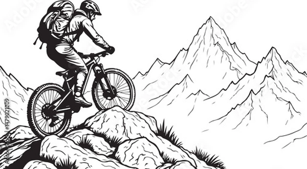 Fototapeta Downhill Mountain Biker Pack