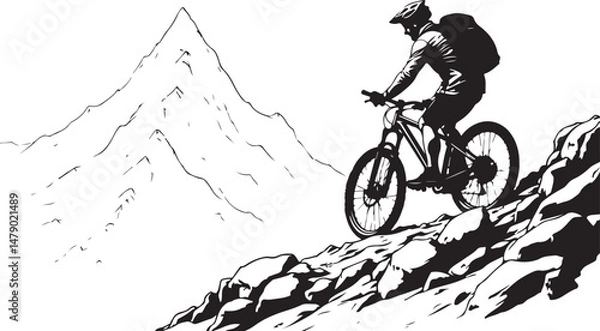 Fototapeta Downhill Mountain Biker Pack