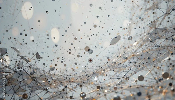 Obraz Techno Dots Background with Futuristic Digital Patterns and Modern Geometric Design Elements