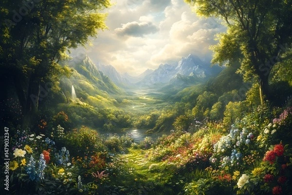 Fototapeta Christianity. God creates the world in six days, resting on the seventh day. (Genesis 1:1-31)