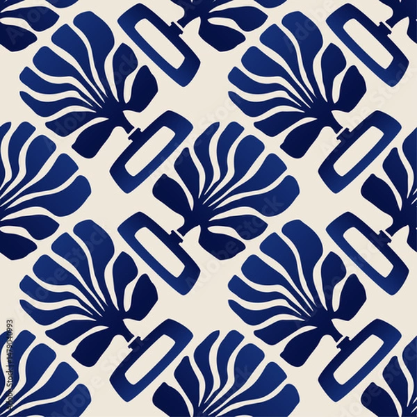 Obraz Trendy minimalist seamless botanical pattern with abstract creative hand drawn composition